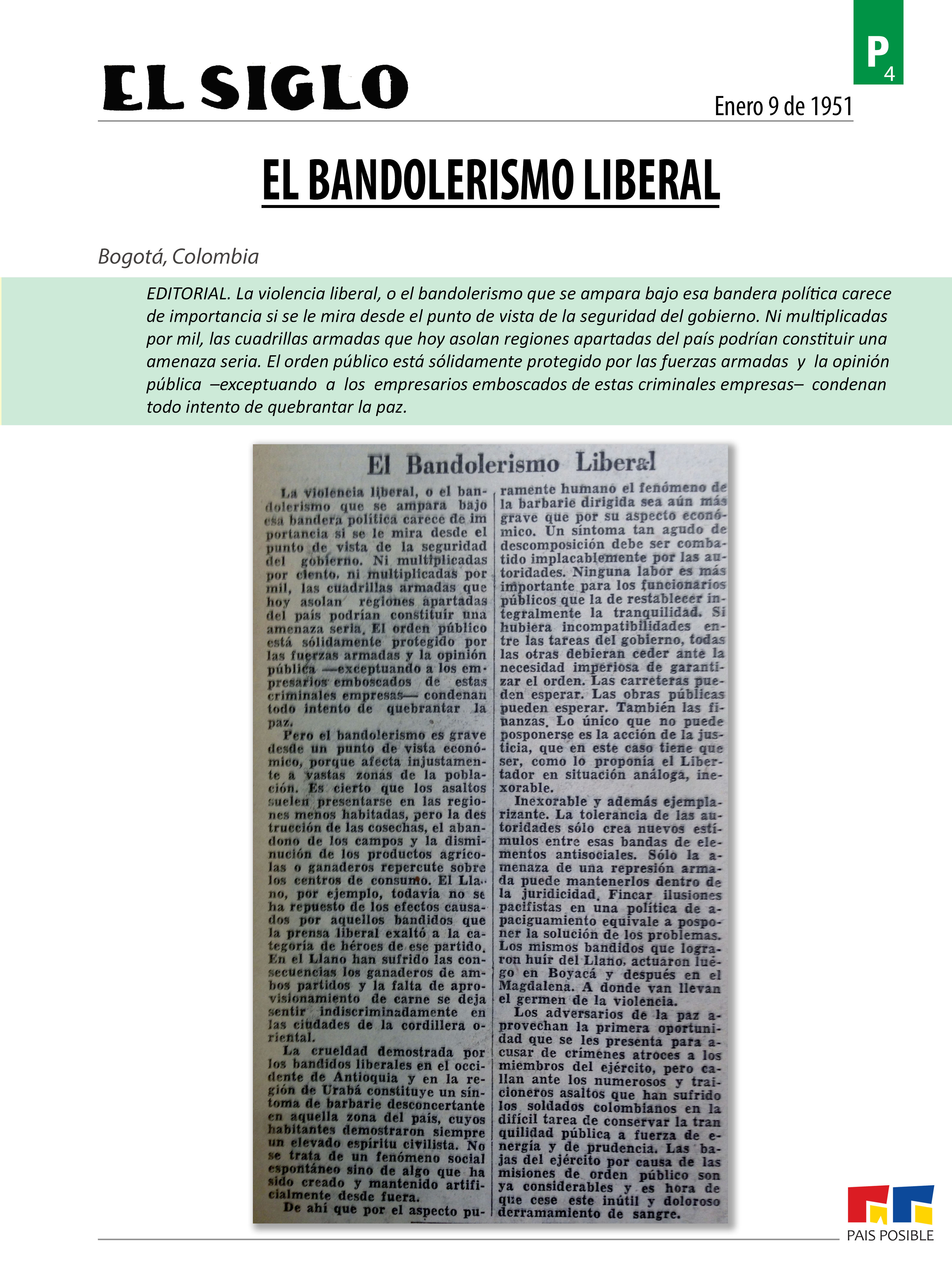 El Siglo, enero 9 de 1951