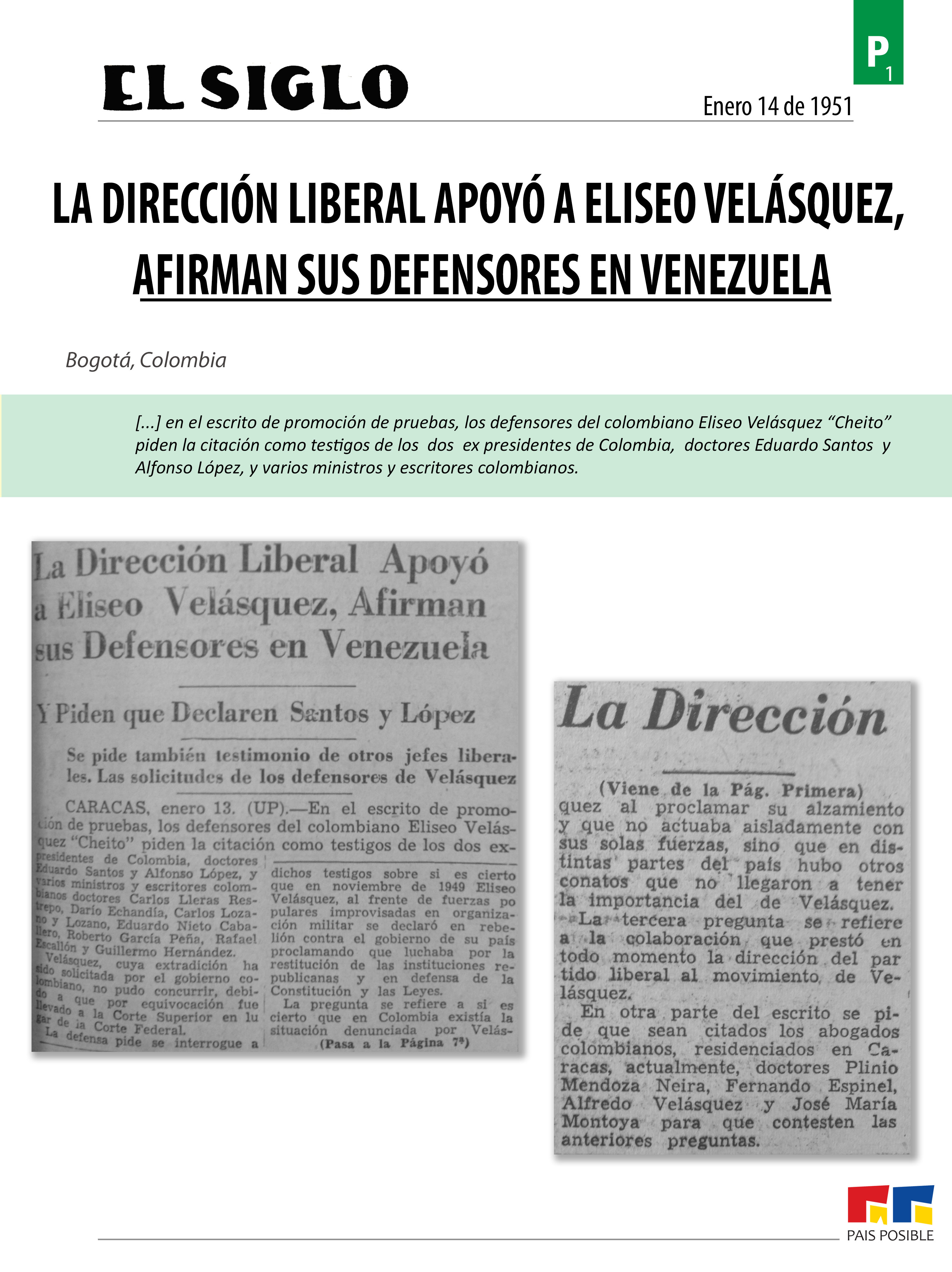 El Siglo, enero 14 de 1951