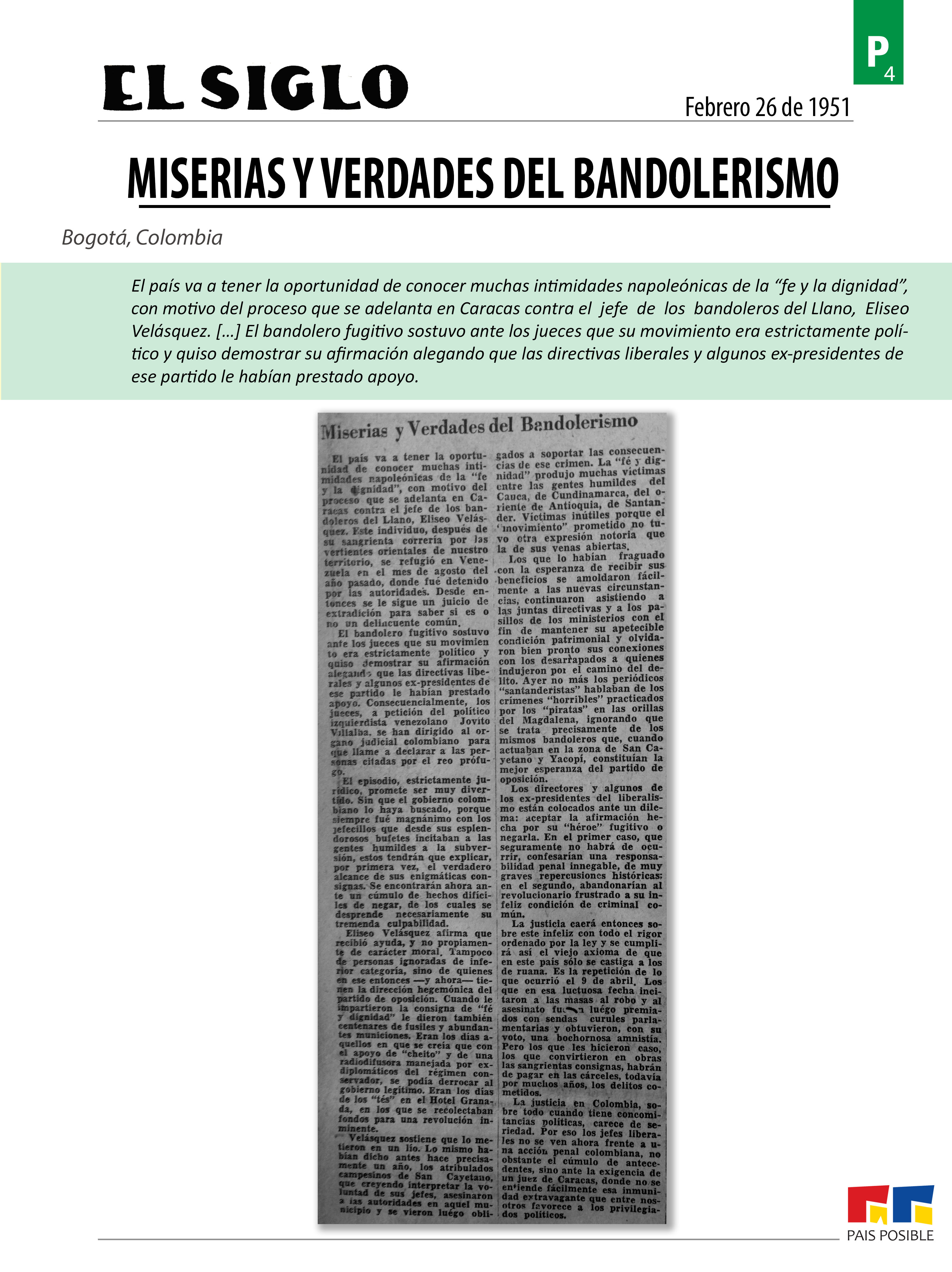 El Siglo, febrero 26 de 1951