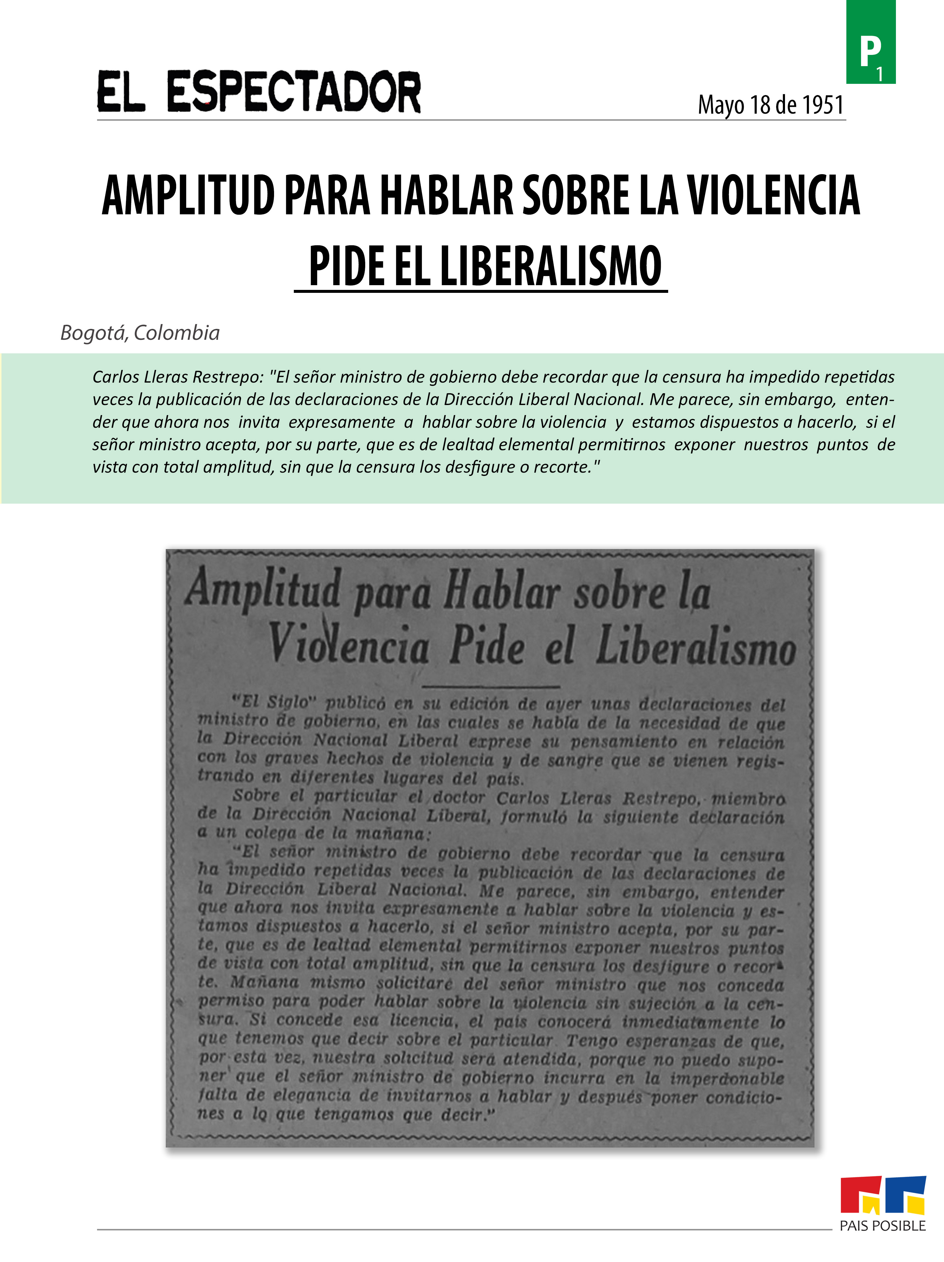 El Espectador, mayo 18 de 1951 p1