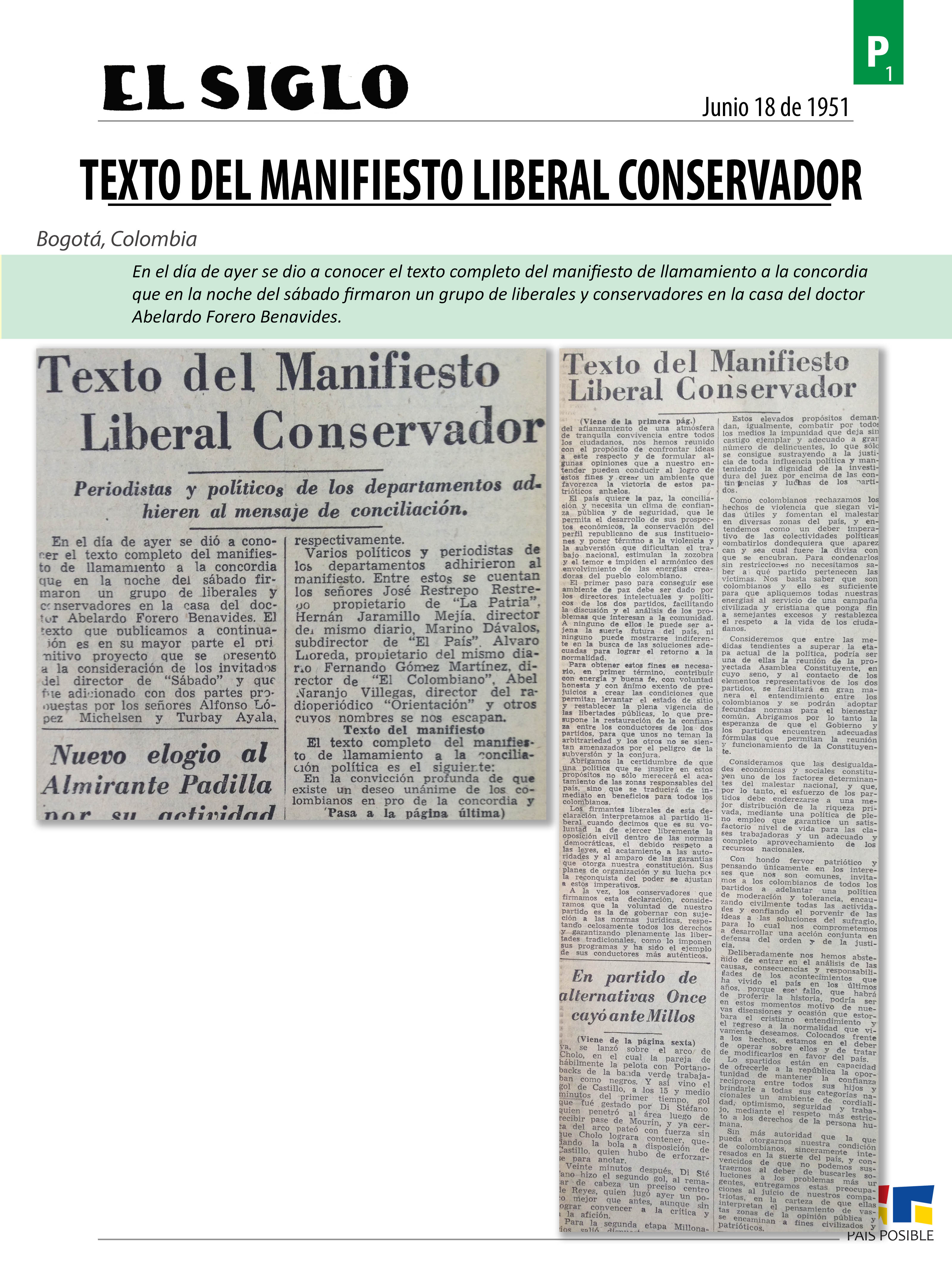 El Siglo, junio 18 de 1951