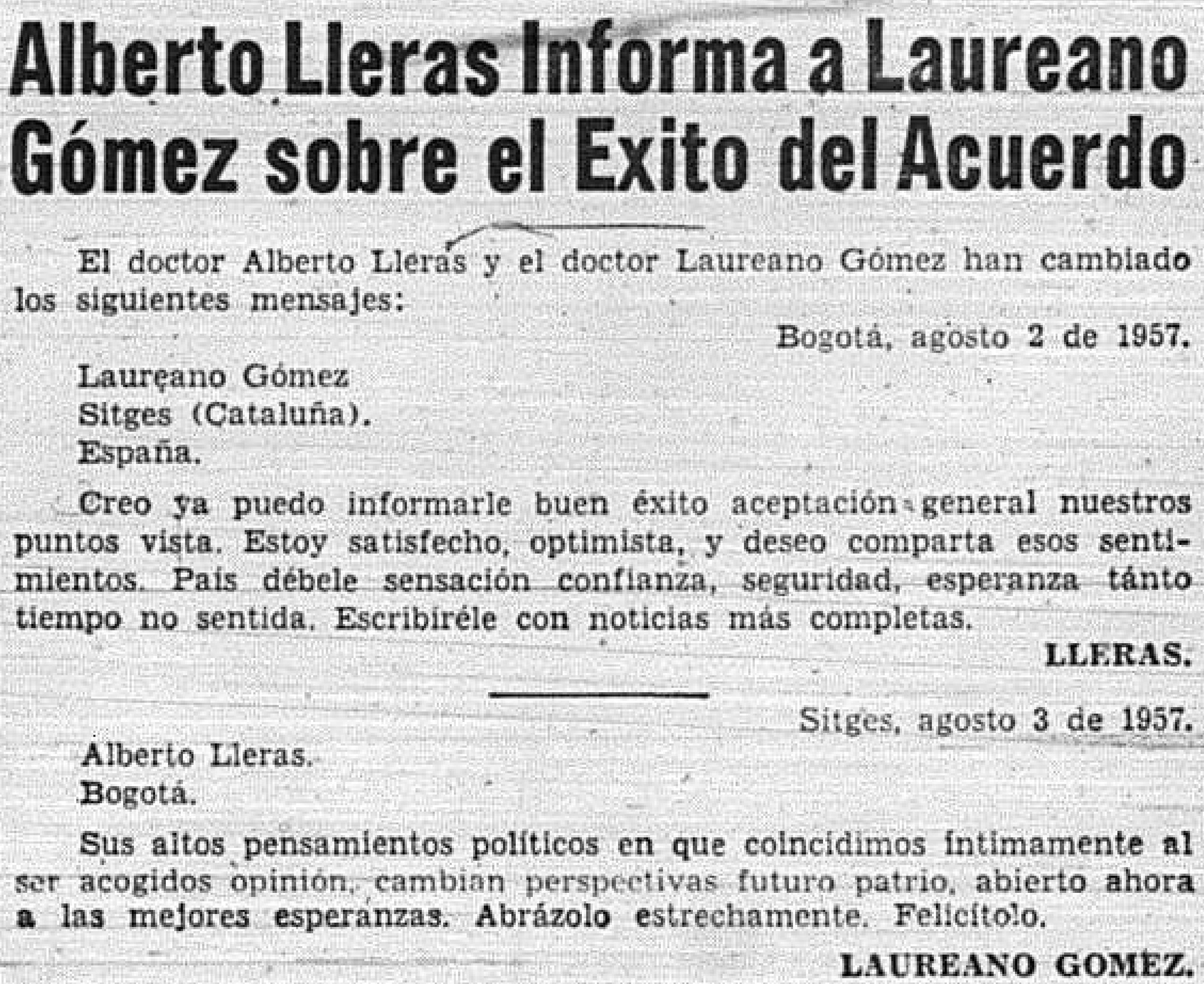 El Tiempo, agosto 9 de 1957